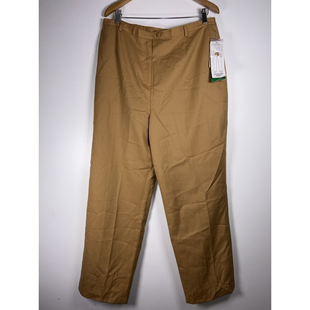 Sag Harbor Dress Pants Womens 18 100% Wool Camel Brown Business Lined Pleated